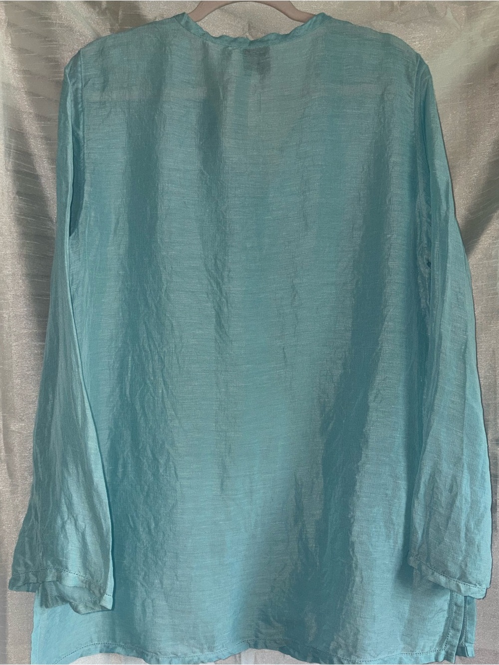EILEEN FISHER Light Aqua Linen/Silk Tunic - Picture 3 of 6
